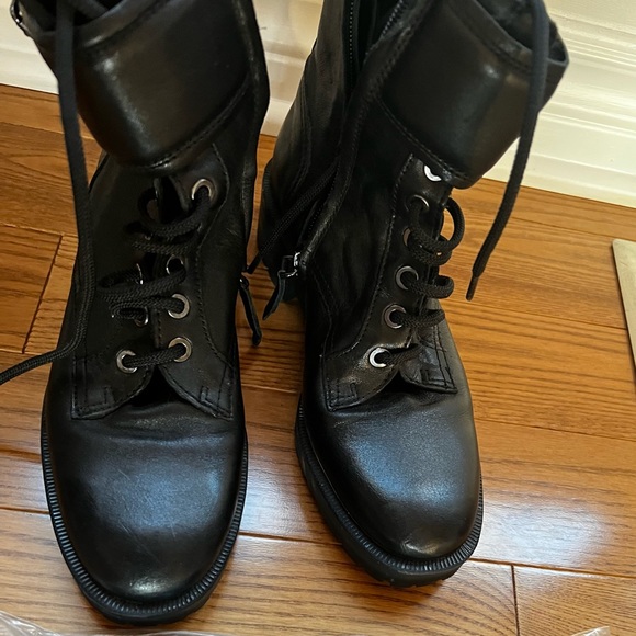 Combat black leather boots Massimo Dutti - Picture 3 of 4